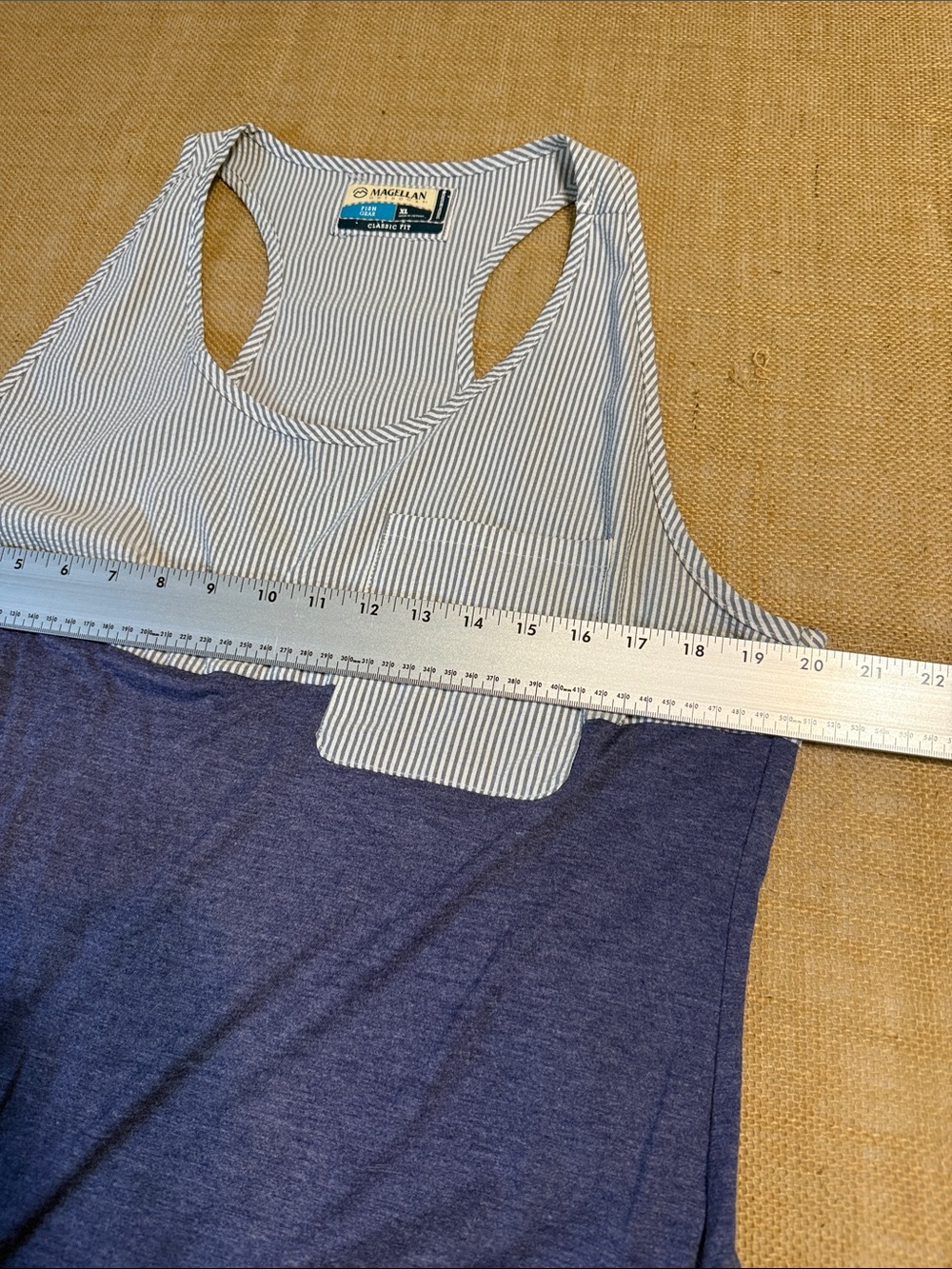 Blue Striped Pocket Racerback Tank Top - Picture 2 of 5